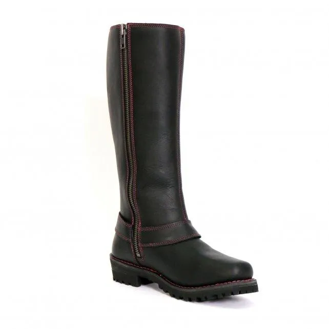 Hot Leathers BTL1006 Ladies 14-inch Black Knee-High Leather Boots with Side Zipper Entry