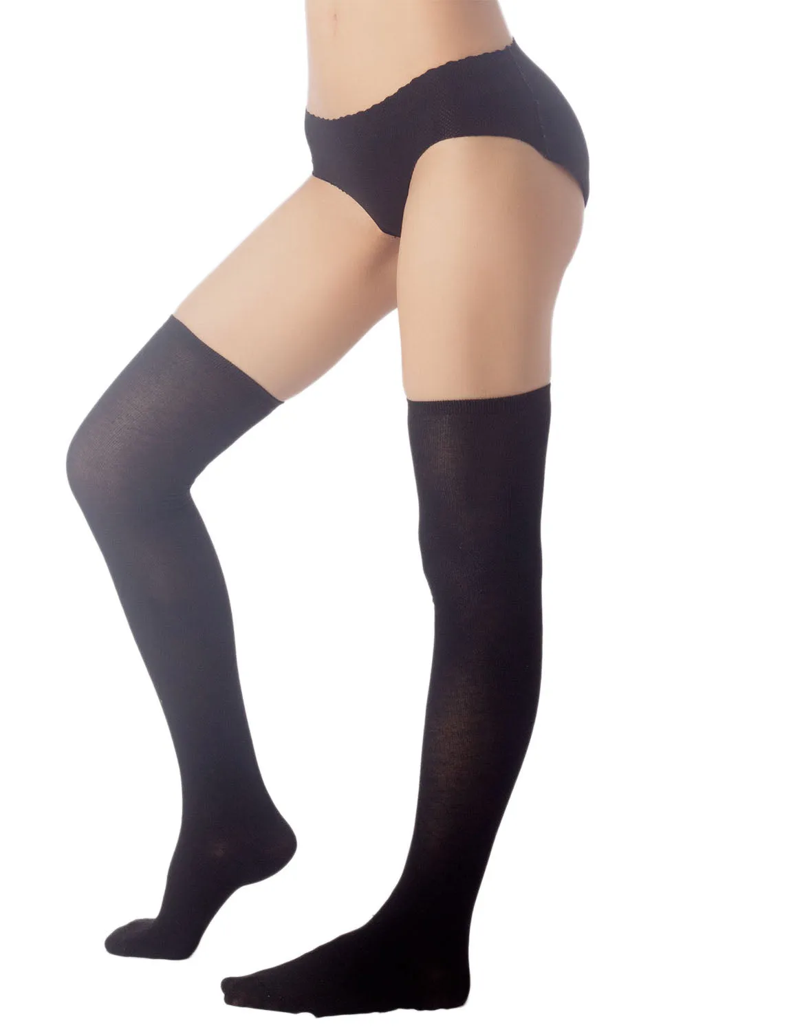 iB-iP Women's Navy Stripes Sports Football Style Hold-up Thigh High Long Socks