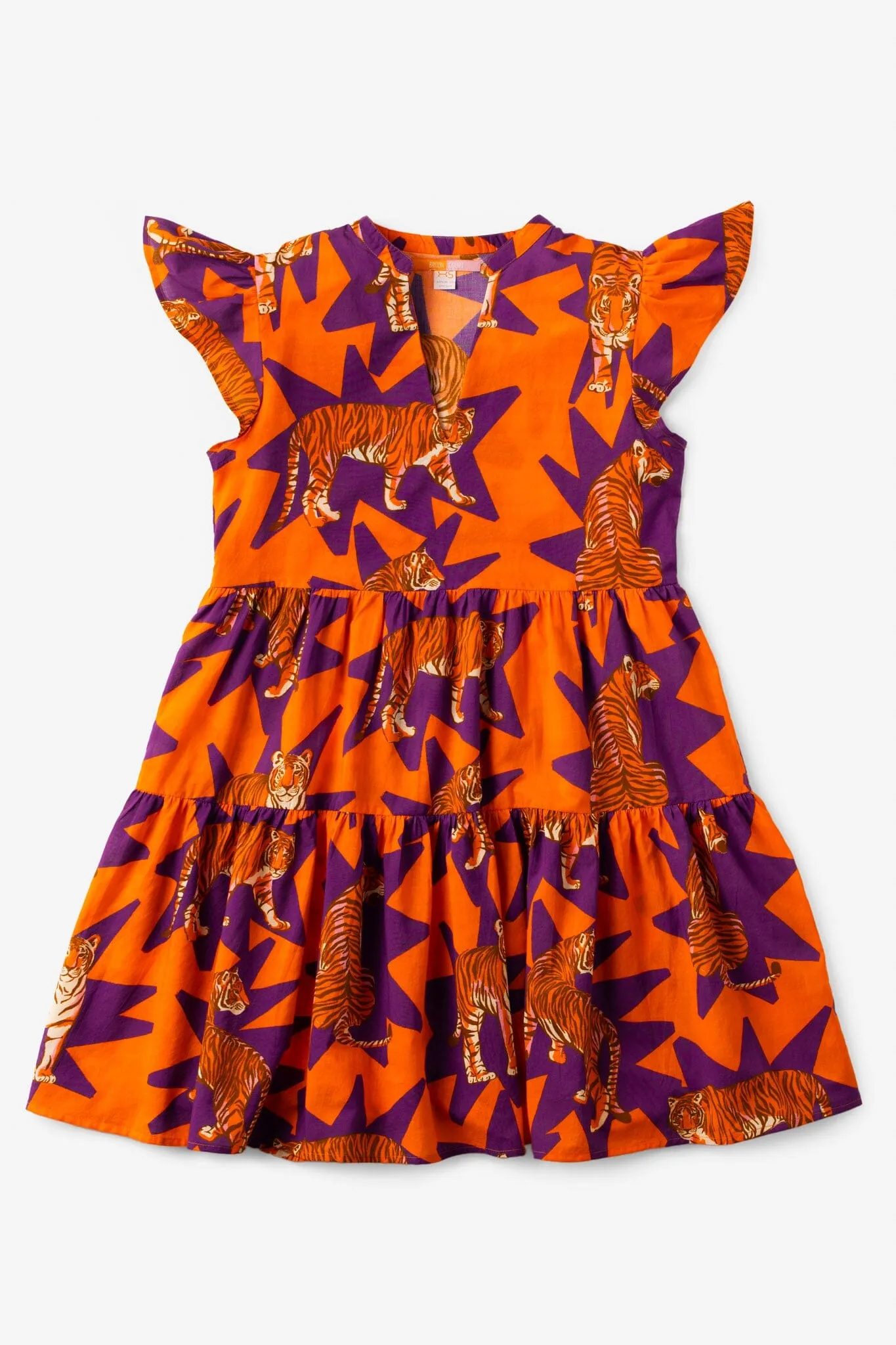 Jenny Flutter Sleeve Mini Dress - Tiger Print