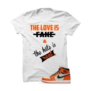 Jordan 1 Reversed Shattered Backboard White T Shirt (Love Is Fake)