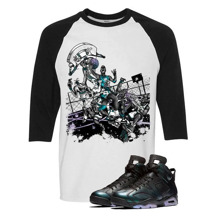 Jordan 6 All-Star White And Black Baseball T's (Alien Attack)