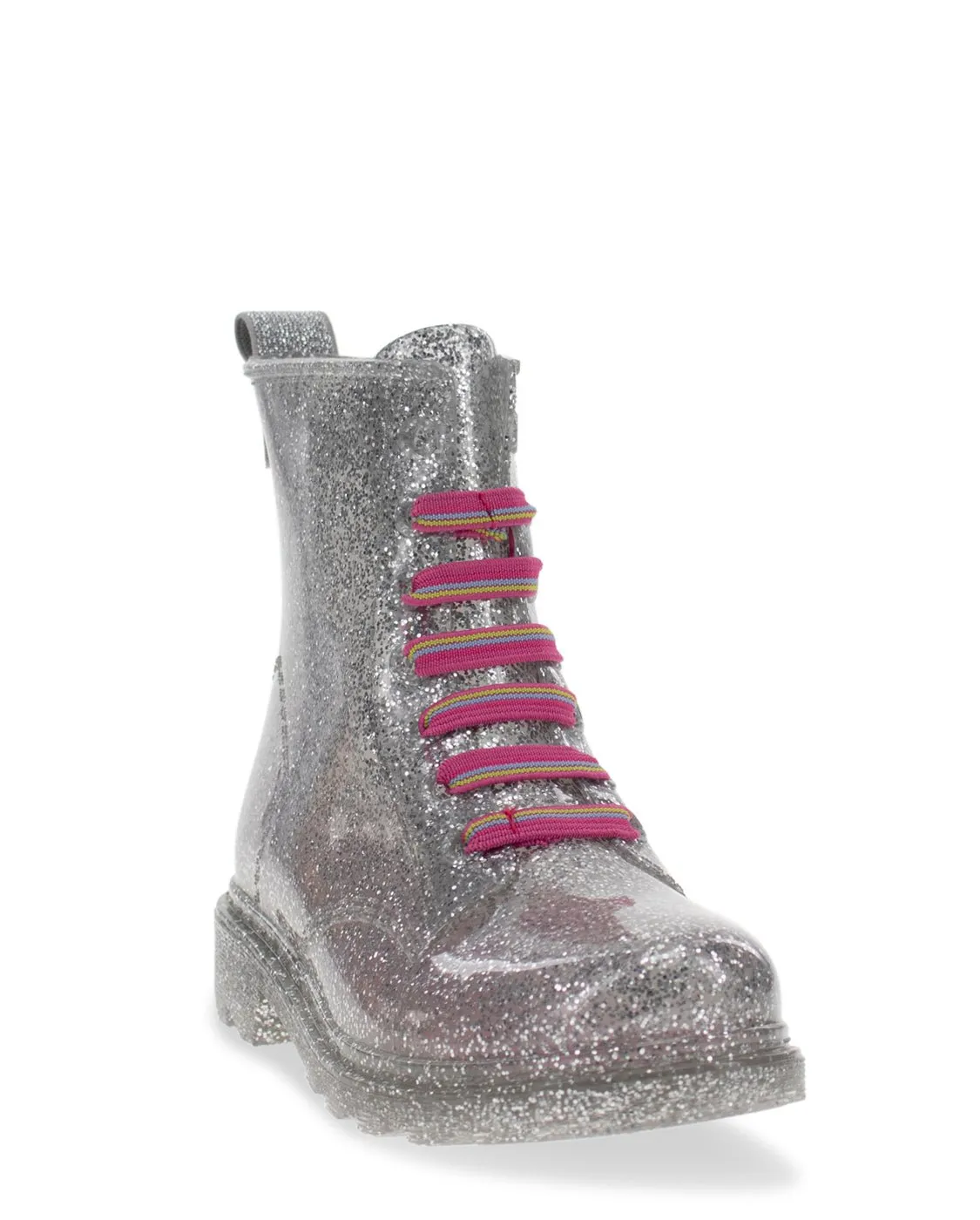 Kids Combat Ankle Rain Boot - Silver