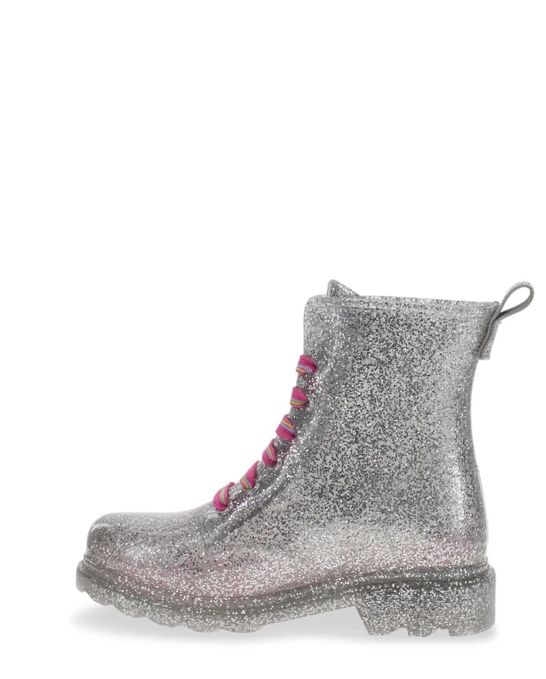 Kids Combat Ankle Rain Boot - Silver