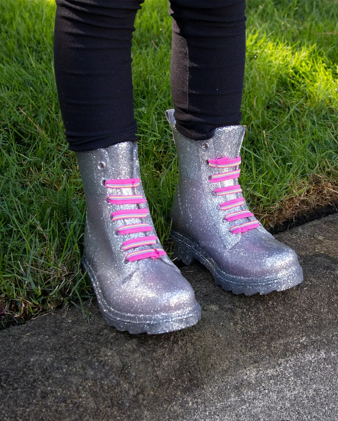 Kids Combat Ankle Rain Boot - Silver