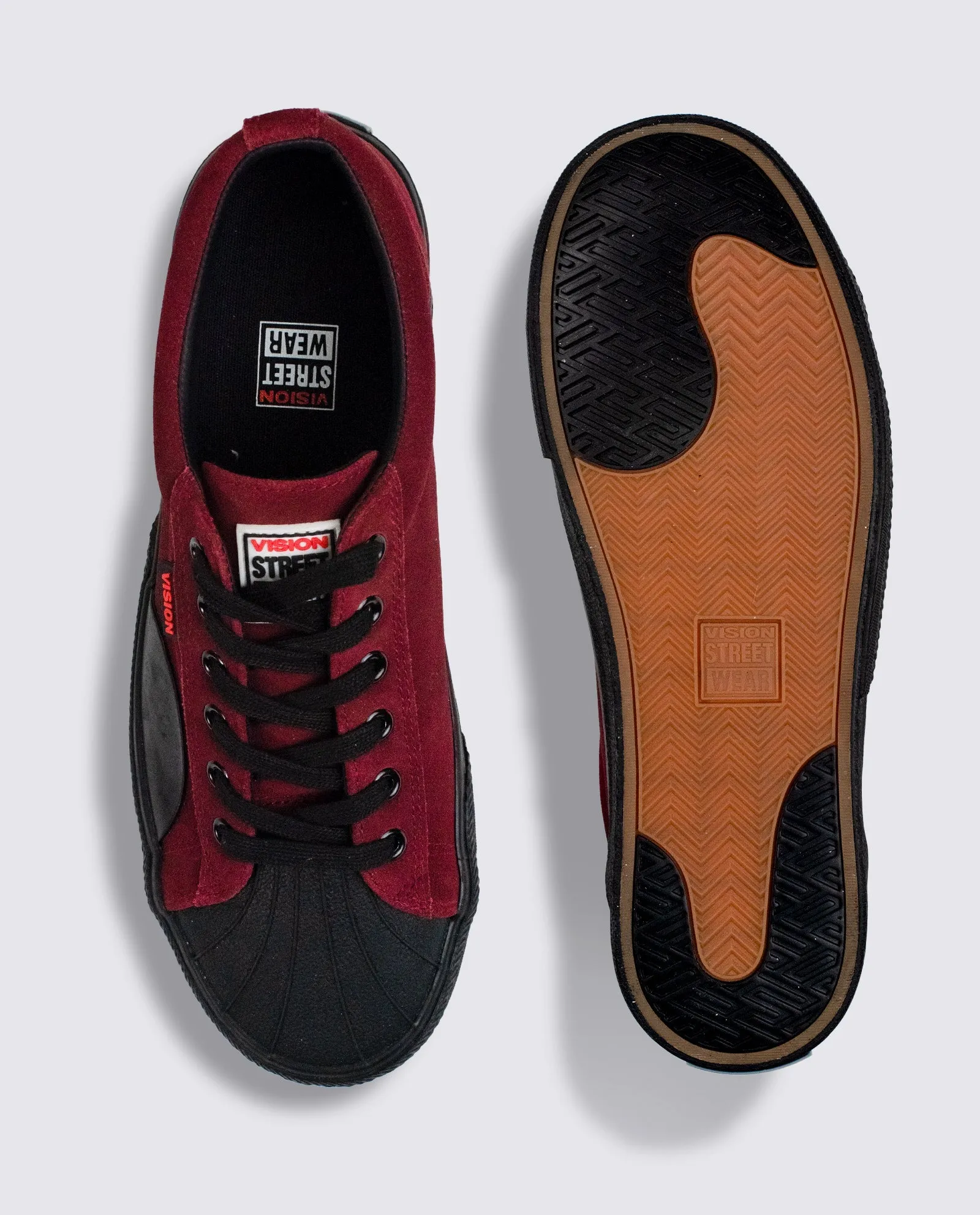 Leather Suede Low Top Sneakers Oxblood