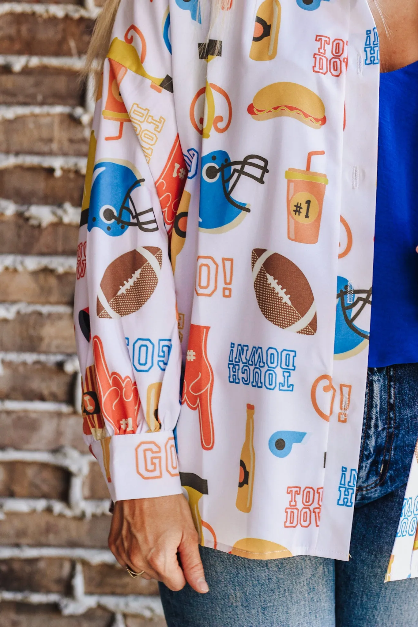 Living Loud Orange Blue Football Blouse