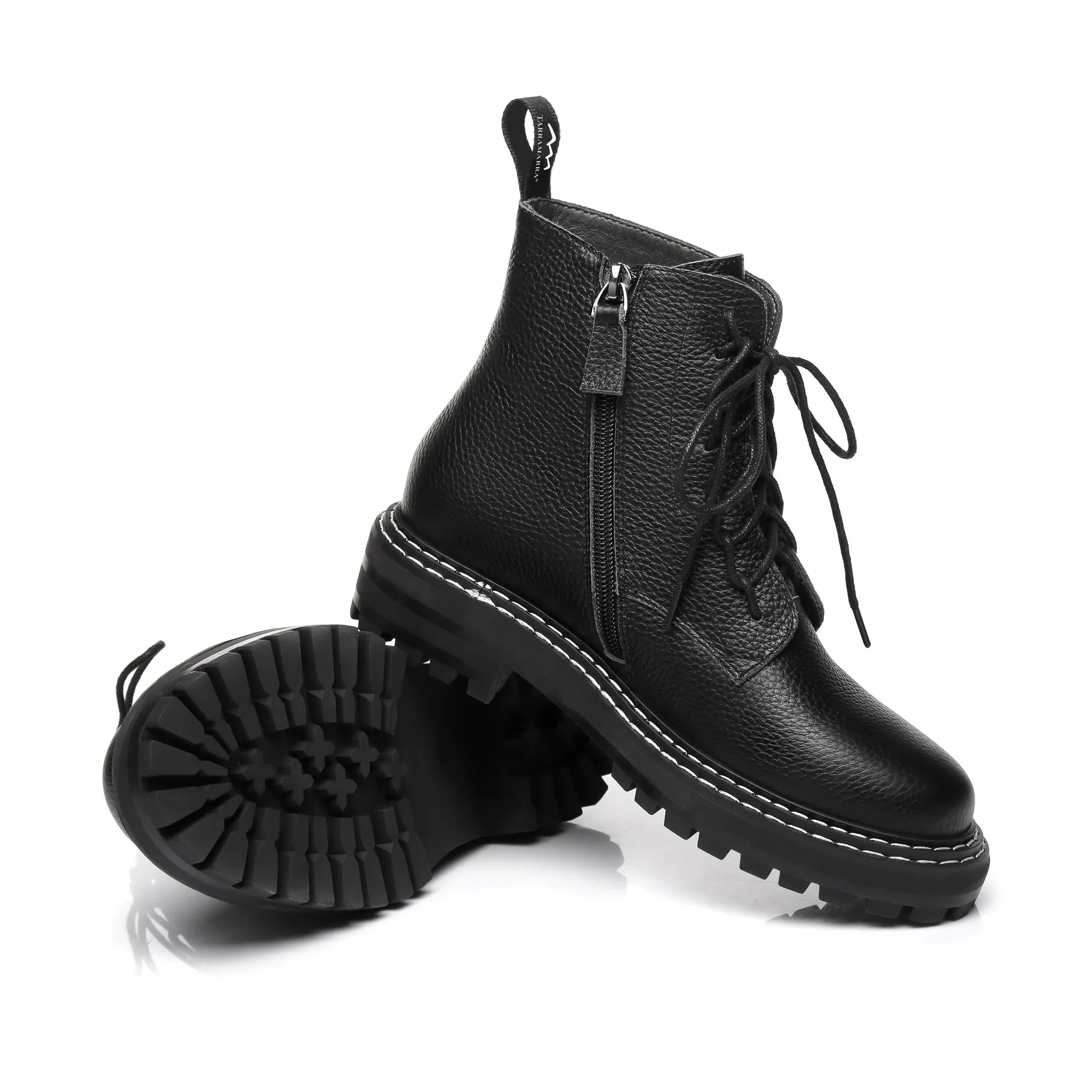 Logan Black Leather Boots