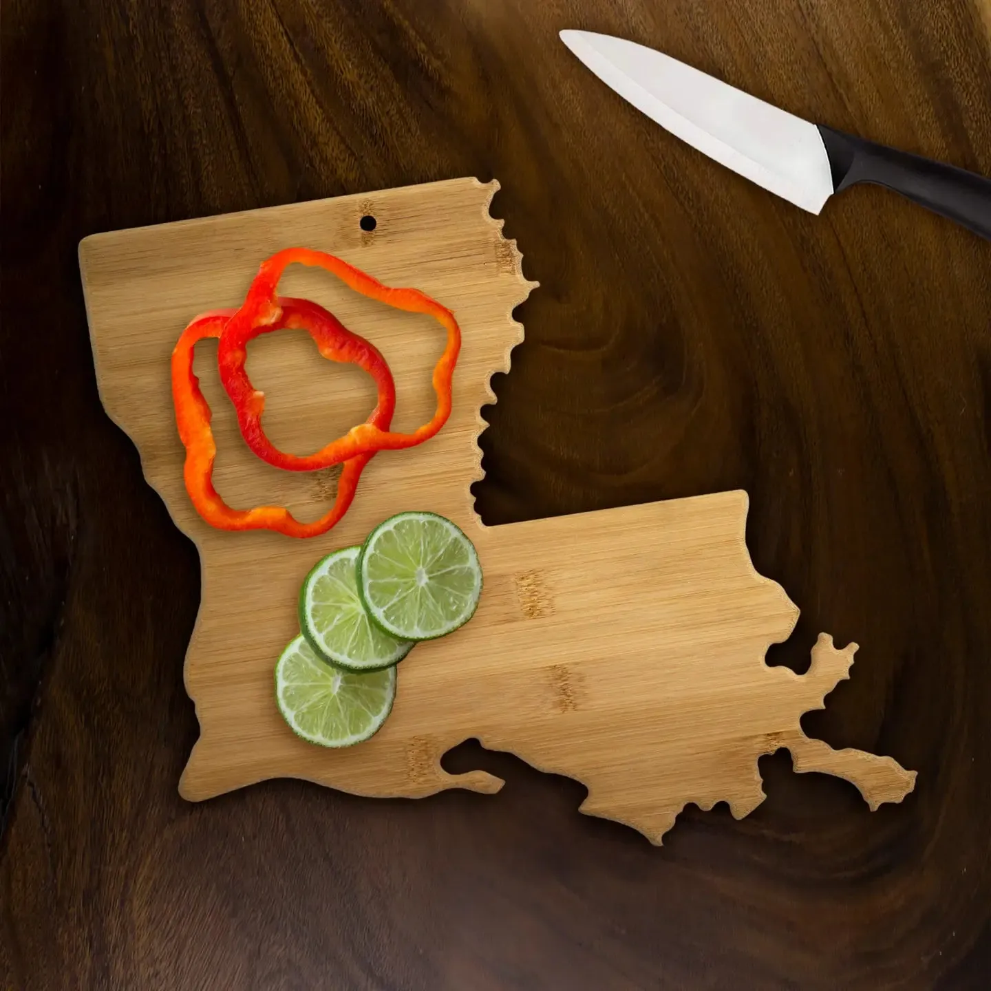 Louisiana State-Shaped Bamboo Serving & Cutting Board