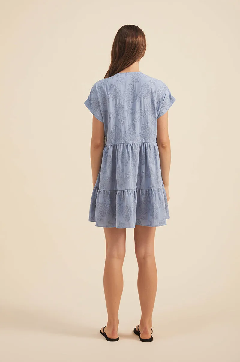 MAIA Dress - chambray blue cotton blend