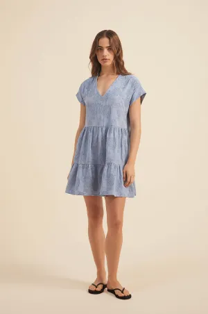 MAIA Dress - chambray blue cotton blend