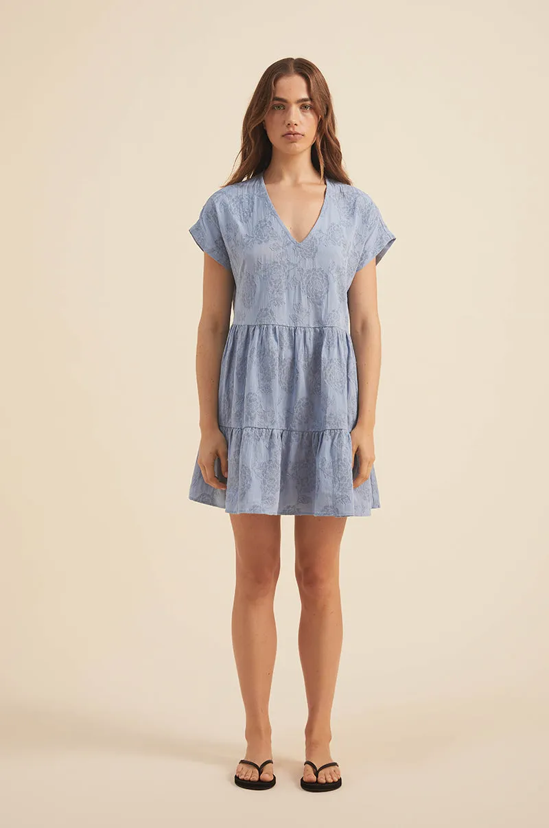 MAIA Dress - chambray blue cotton blend