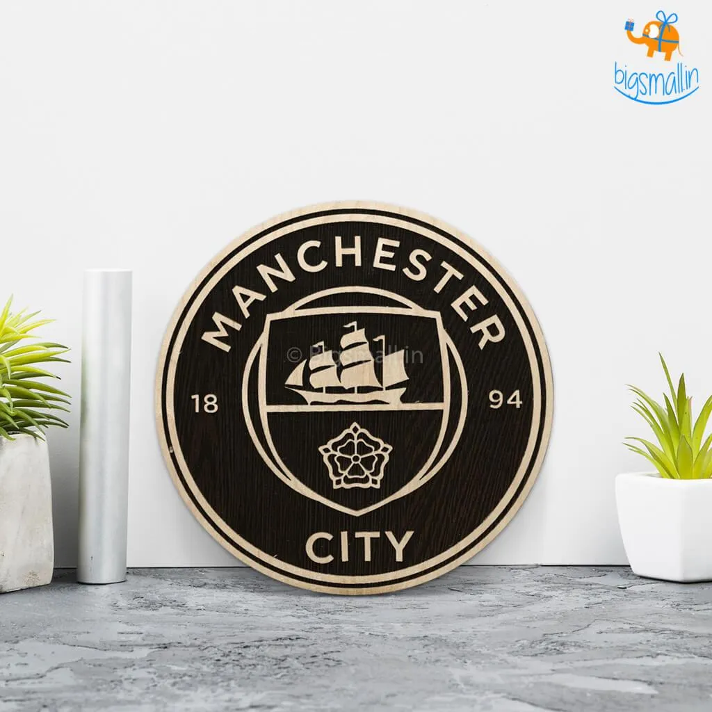 Manchester City Engraved Wooden Crest