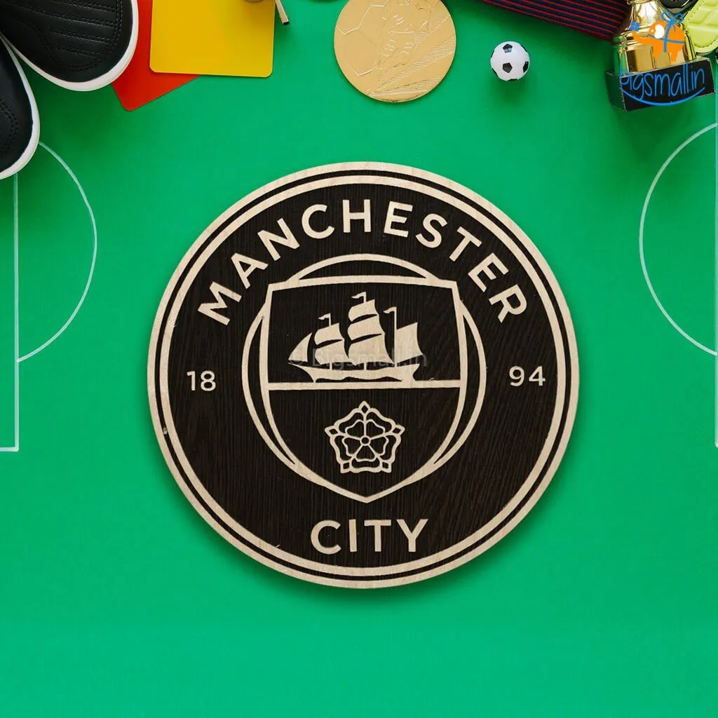 Manchester City Engraved Wooden Crest