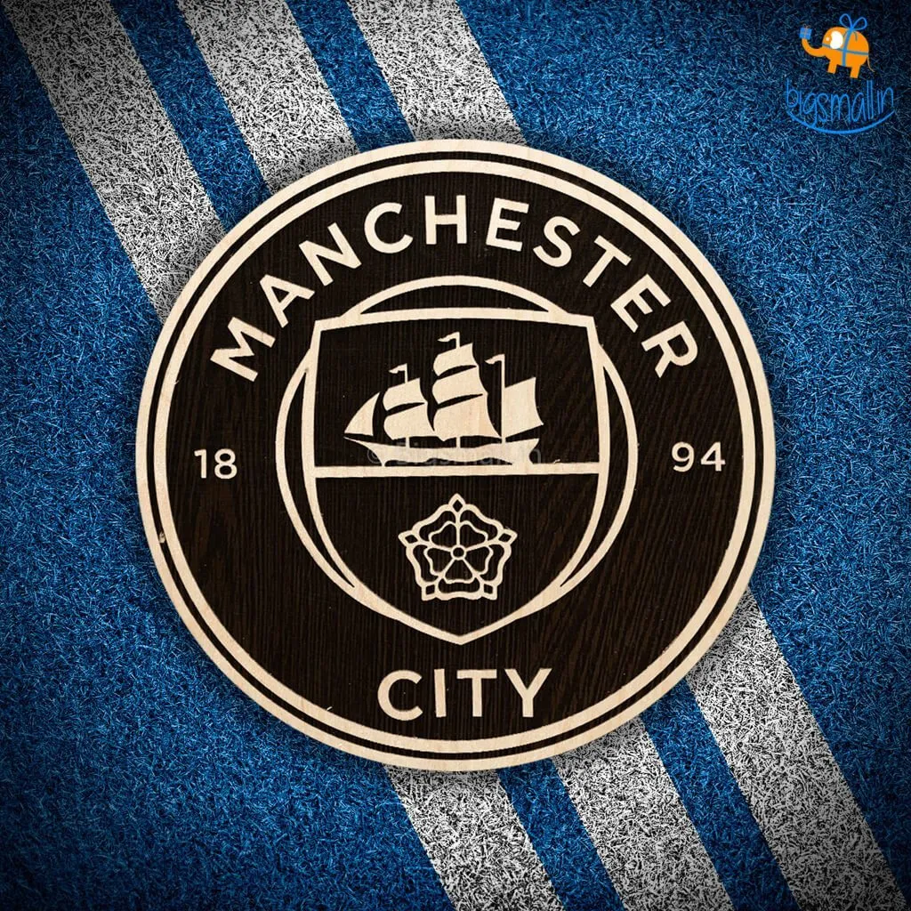 Manchester City Engraved Wooden Crest