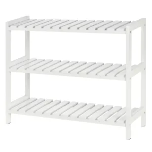 Medium-density fibreboard 3-Tier Slatted Shoe Rack White