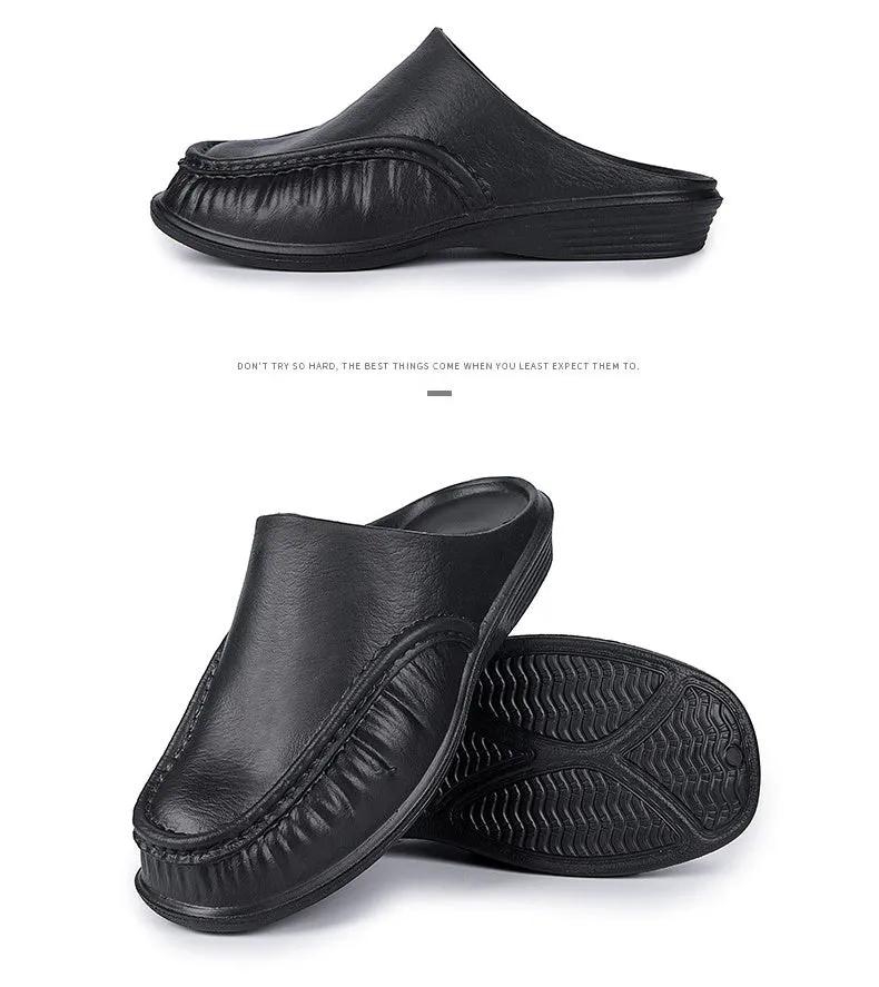 Men's leather slippers; leather shoes; men's casual shoes; breathable shoes