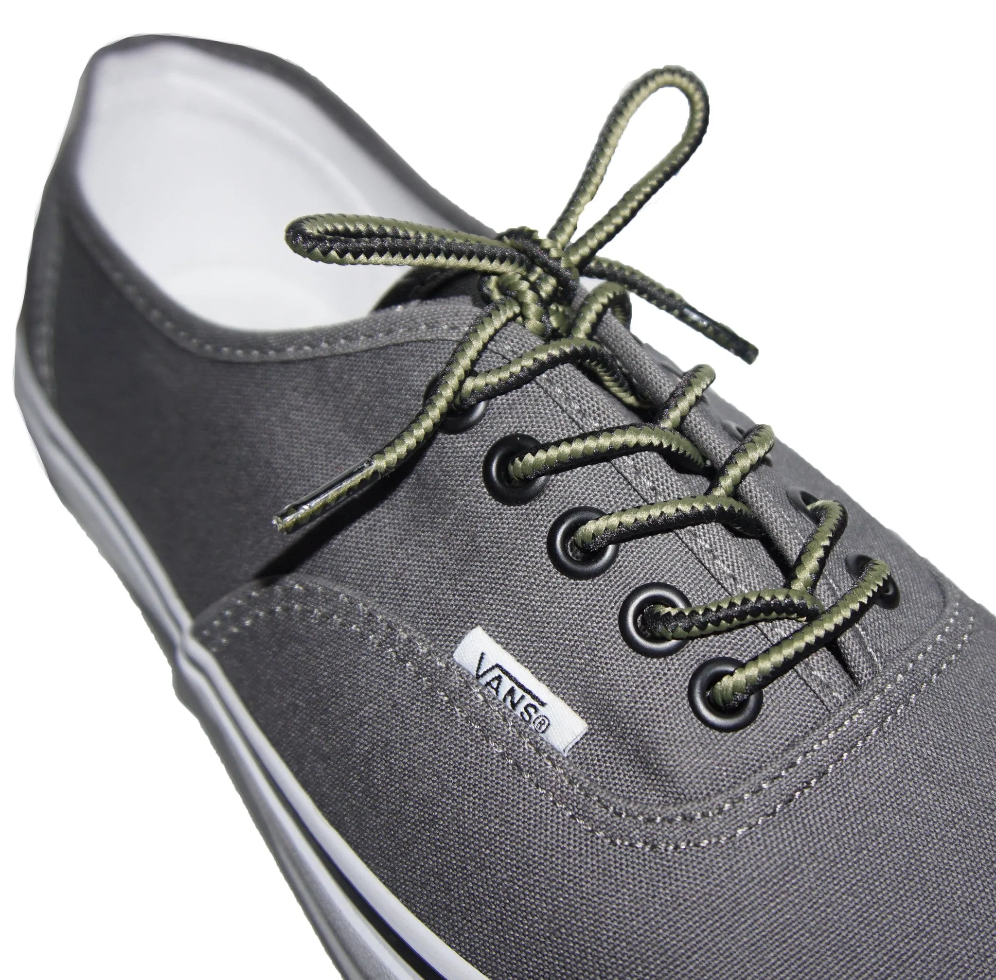 [Midnight Black / Sage Green] 35-36" Round Hiking Shoelaces for Vans