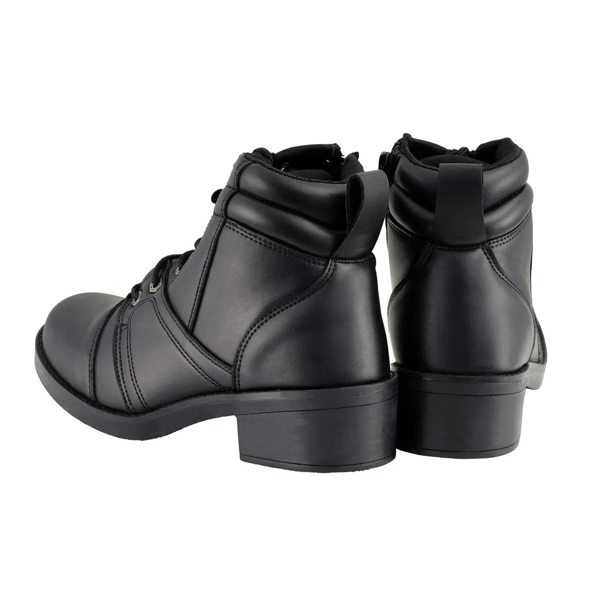 Milwaukee Leather MBK9255 Boys Black Lace-Up Boots with Side Zipper Entry