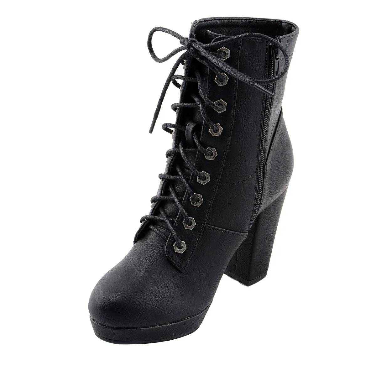 Milwaukee Leather MBL9418 Women's Black Lace-Up Fashion Boots with