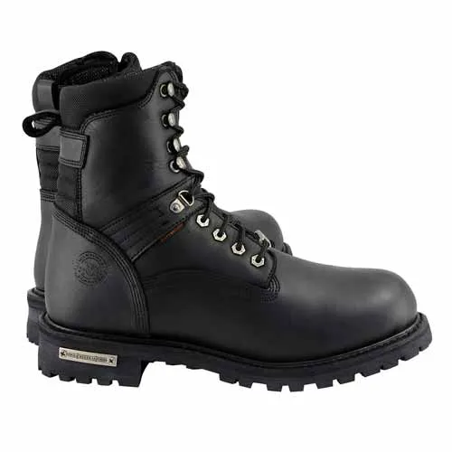 Milwaukee Leather Men's Black Wide Width 7-inch Lace to Toe Full-Waterproof Leather Boots MBM9036WP