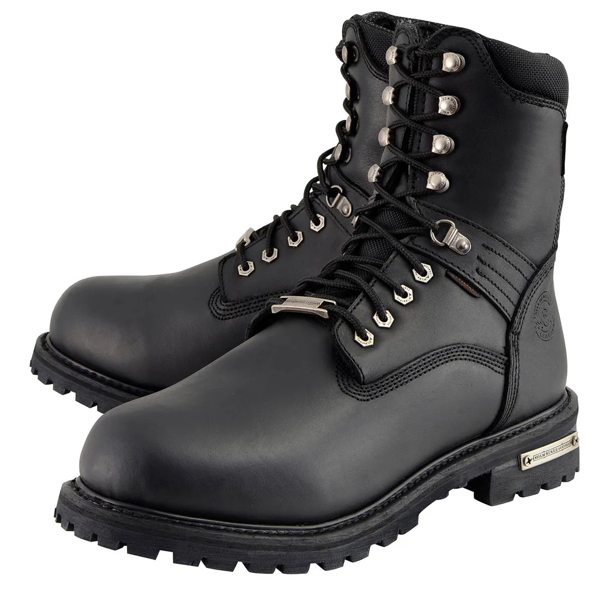 Milwaukee Leather Men's Black Wide Width 7-inch Lace to Toe Full-Waterproof Leather Boots MBM9036WP