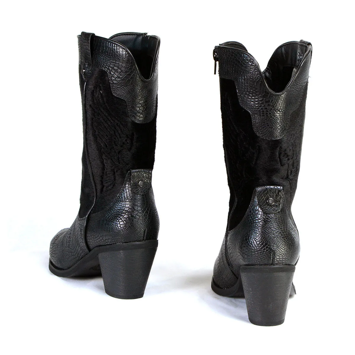 Milwaukee Leather Women's Black Western Style Fashion Boots with Black