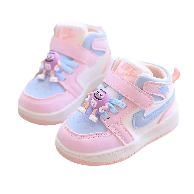 New Baby Girls Sneakers Board Shoes Cartoon Prints Soft Bottom