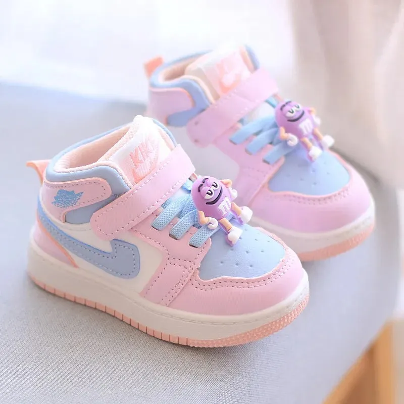 New Baby Girls Sneakers Board Shoes Cartoon Prints Soft Bottom