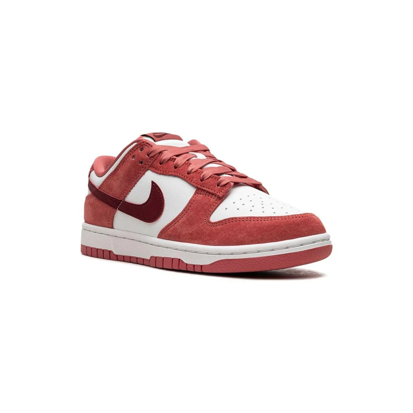 Nike Women's Dunk Low Valentines Shoes - White / Team Red / Adobe / Dragon Red