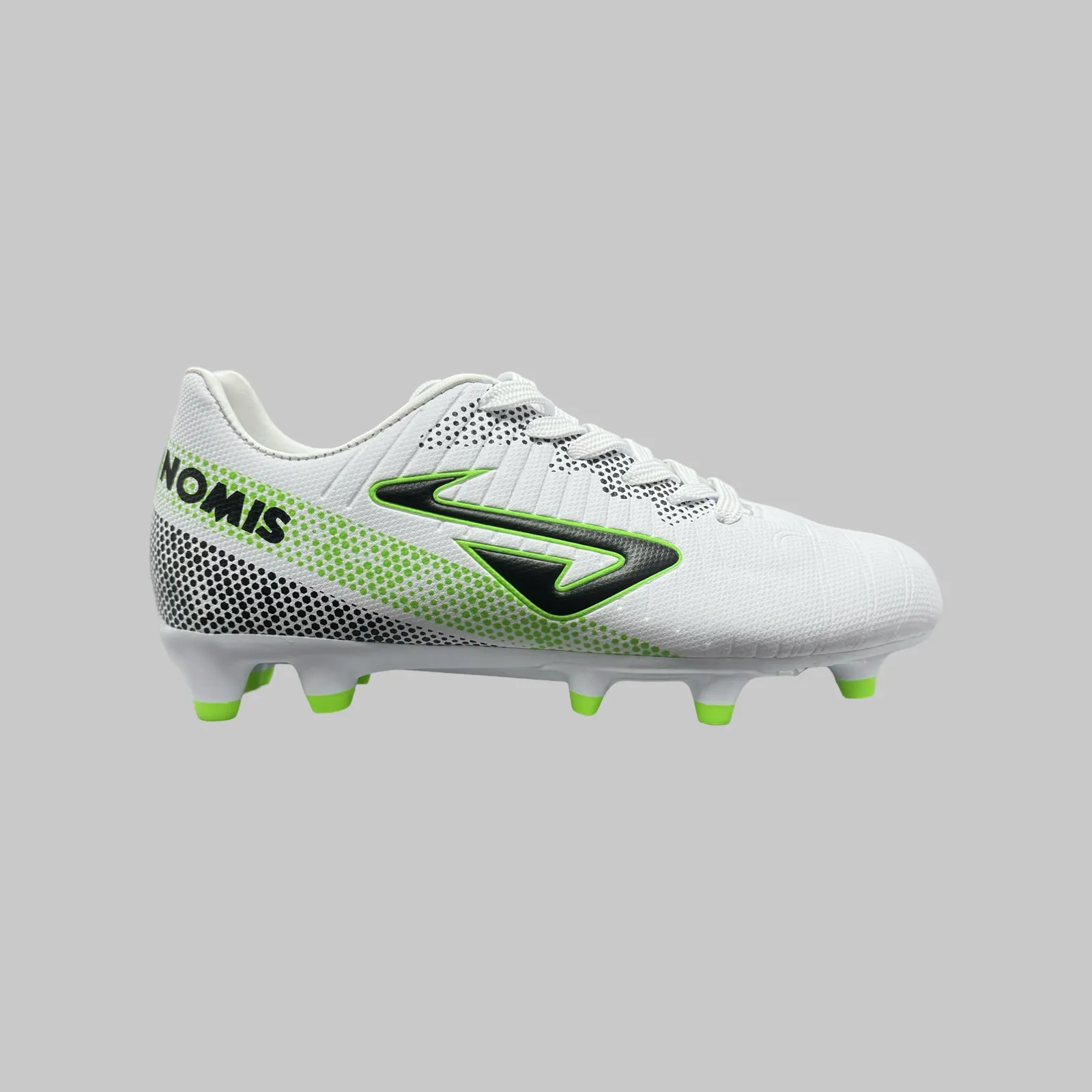 Nomis Prodigy 2.0 FG Boots- White/Black/Green- JUNIOR