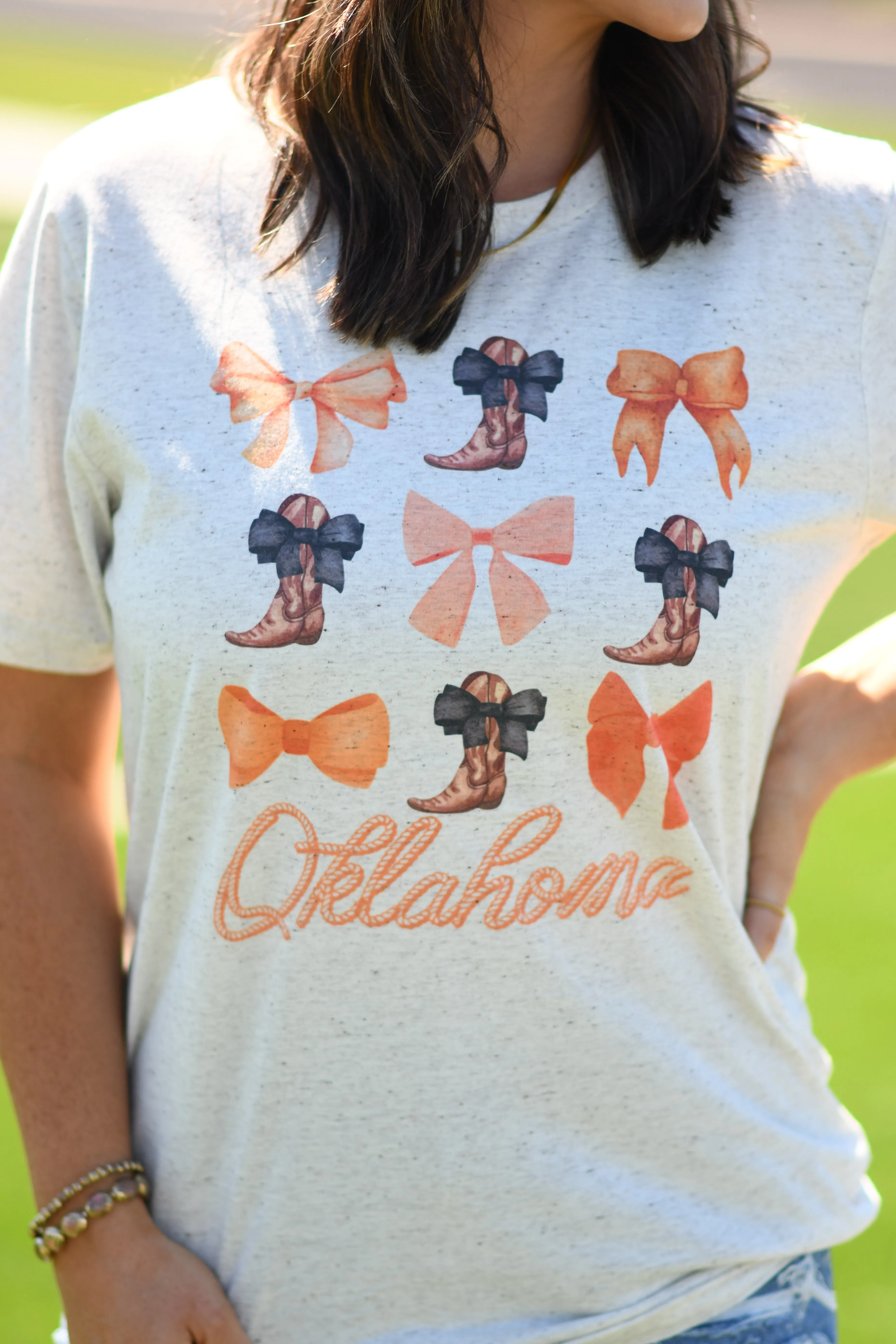 Oklahoma Boots And Bows Orange Tee