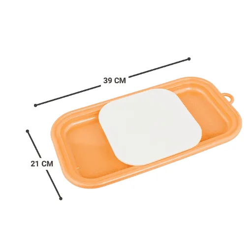 Orange Plastic Chopping Board with Sliding Tray for Vegetable, Fruits, Meat and Salad