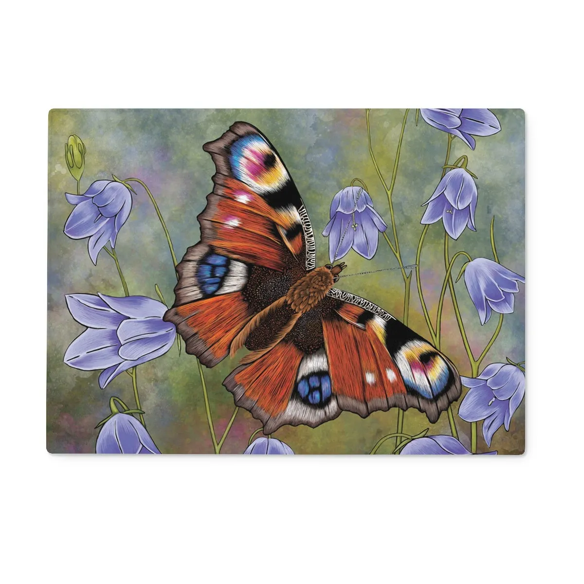 Peacock Butterfly Glass Chopping Board