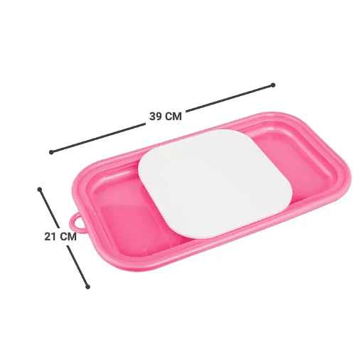 Pink Plastic Chopping Board with Sliding Tray for Vegetable, Fruits, Meat and Salad