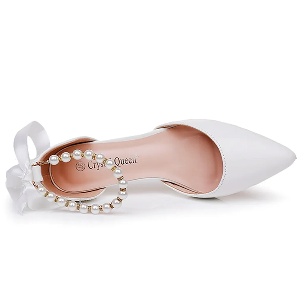 Pointed Toe Kitten Heels Ankle-Strap Wedding Shoes