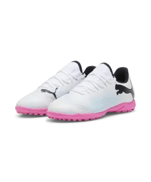 PUMA Future 7 Play TT Junior Turf Soccer Shoes 107737 01 WHITE/PINK/BLACK