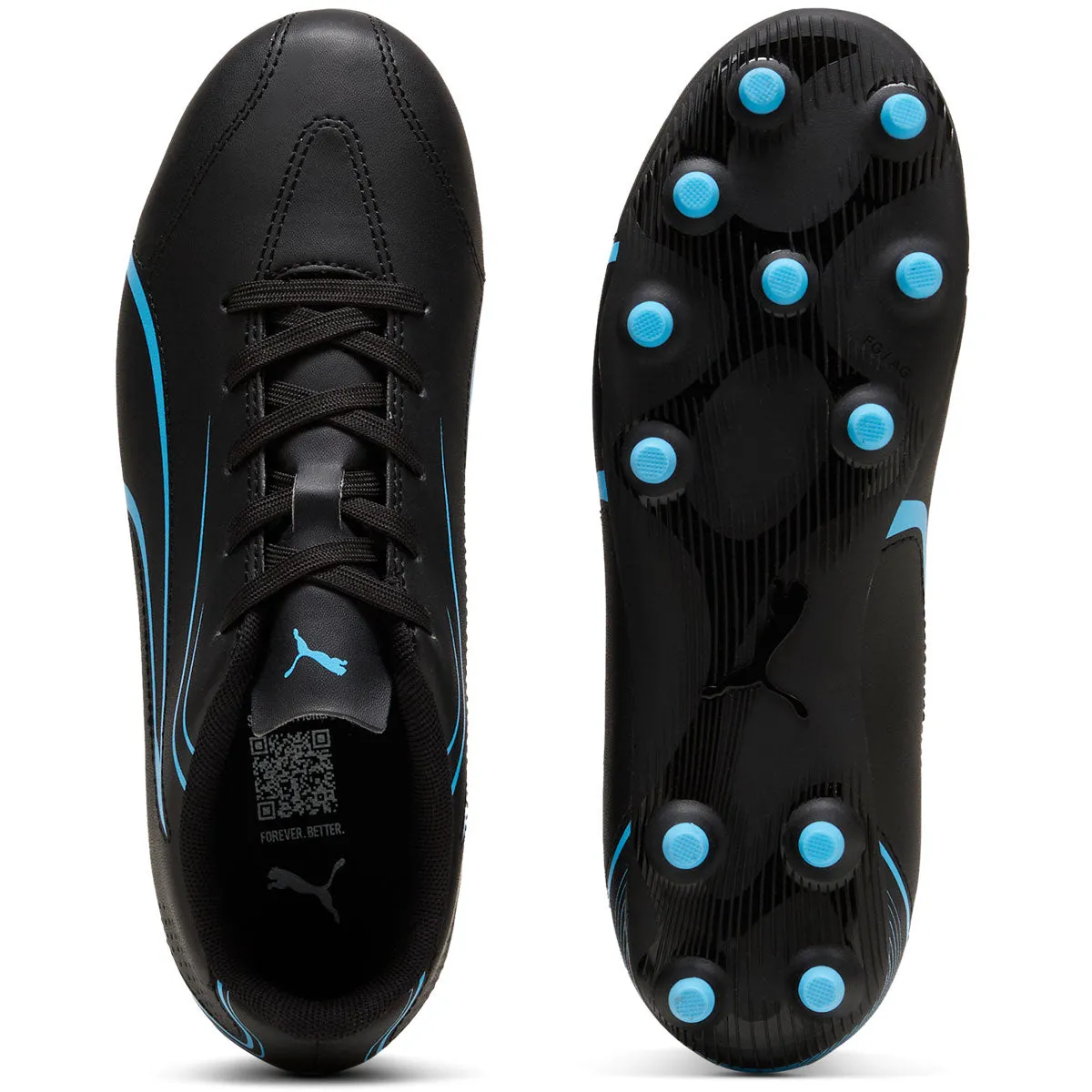 Puma Vitoria FG/AG Football Boots - Youth - Black/Luminous Blue