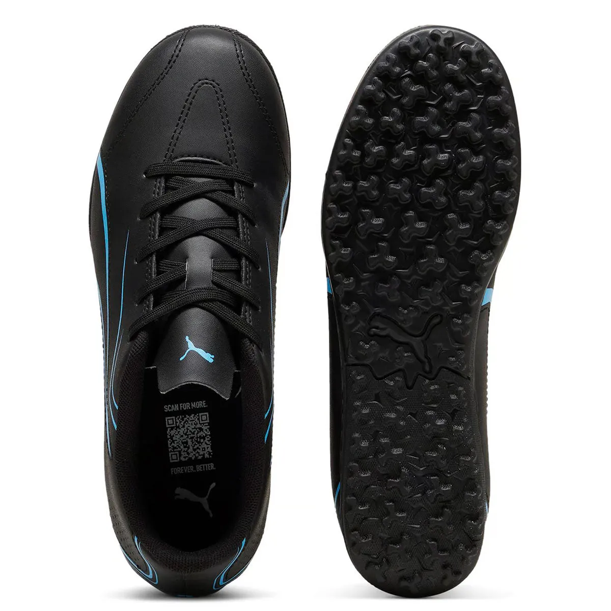 Puma Vitoria TT Turf Football Boots - Youth - Black/Luminous Blue