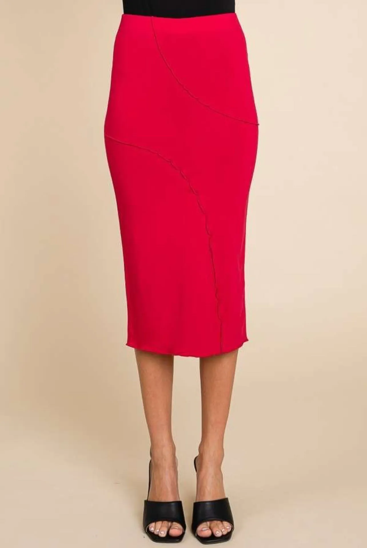 Red Swirl Midi Skirt