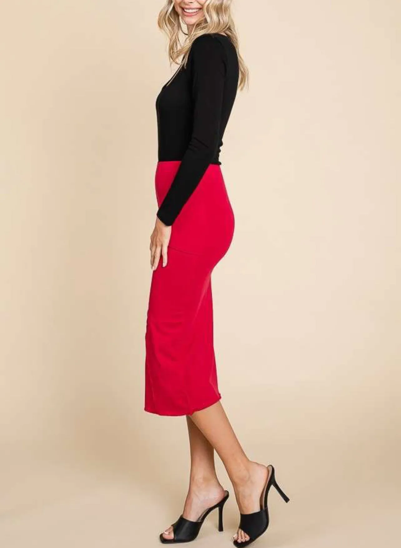 Red Swirl Midi Skirt