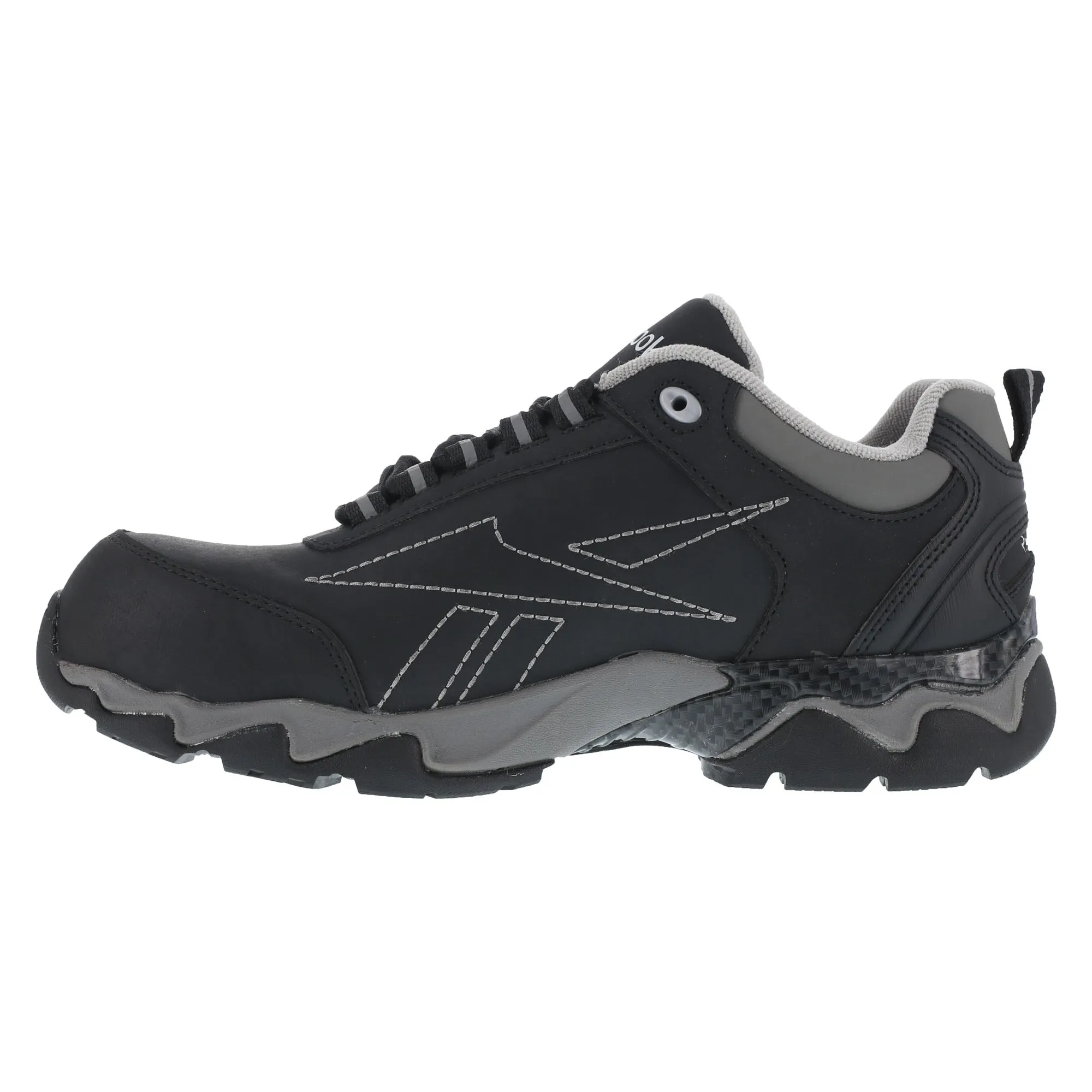 Reebok Mens Black Leather Athletic Oxford Beamer Composite Toe