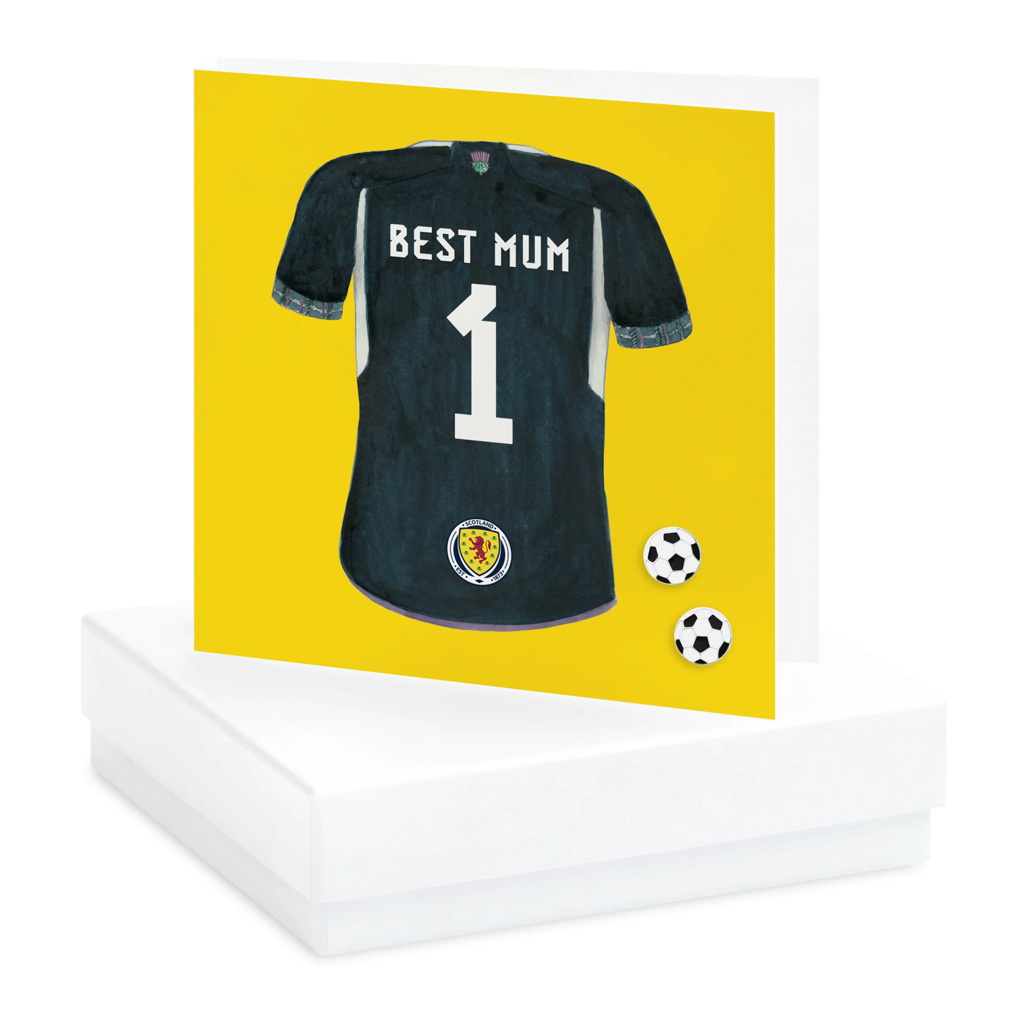 Scotland Football Shirt Best Mum 1 Boxed Sterling Silver Earring Card