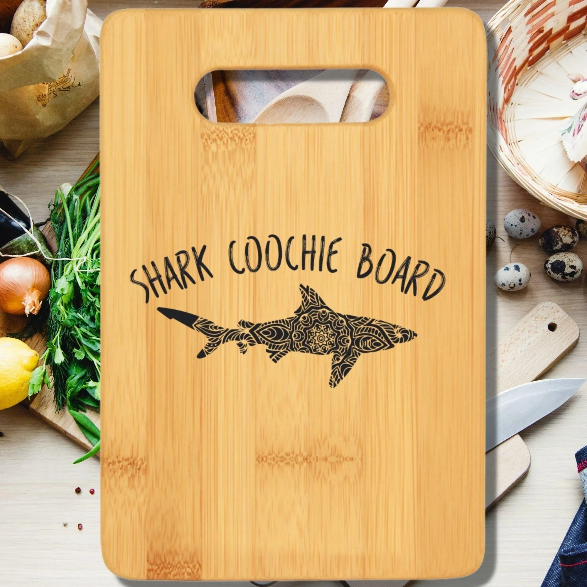 Shark Coochie Board Cutting Board with Handle v2