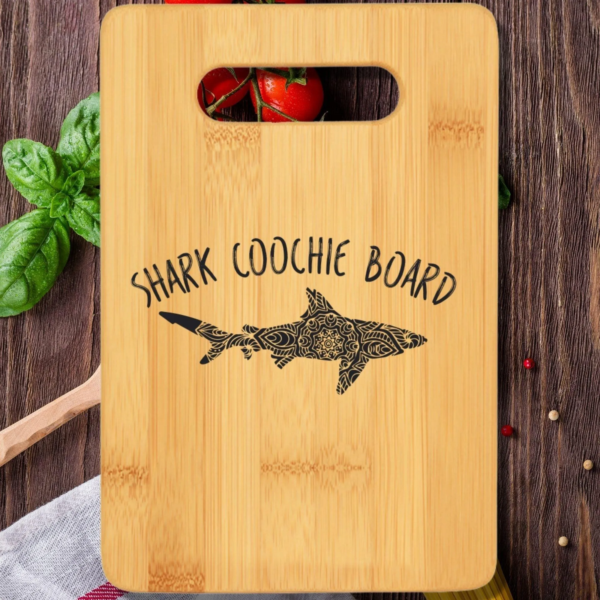 Shark Coochie Board Cutting Board with Handle v2