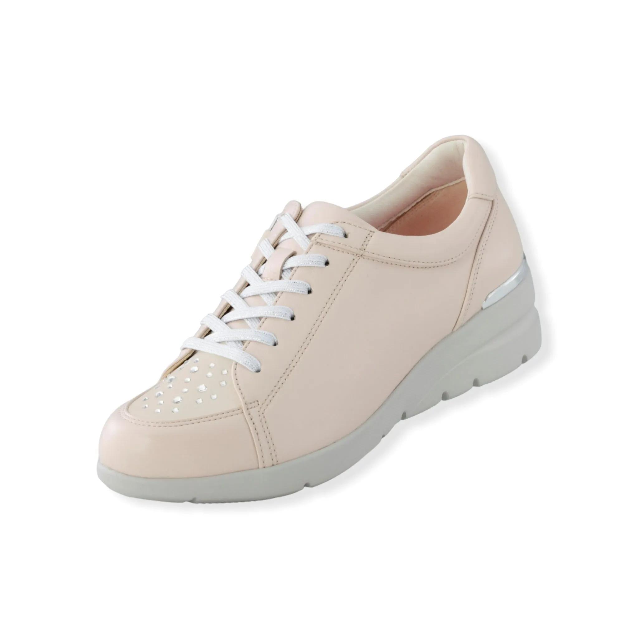 Sheepskin Raised heel sneakers with Swarovski crystal #FJ032