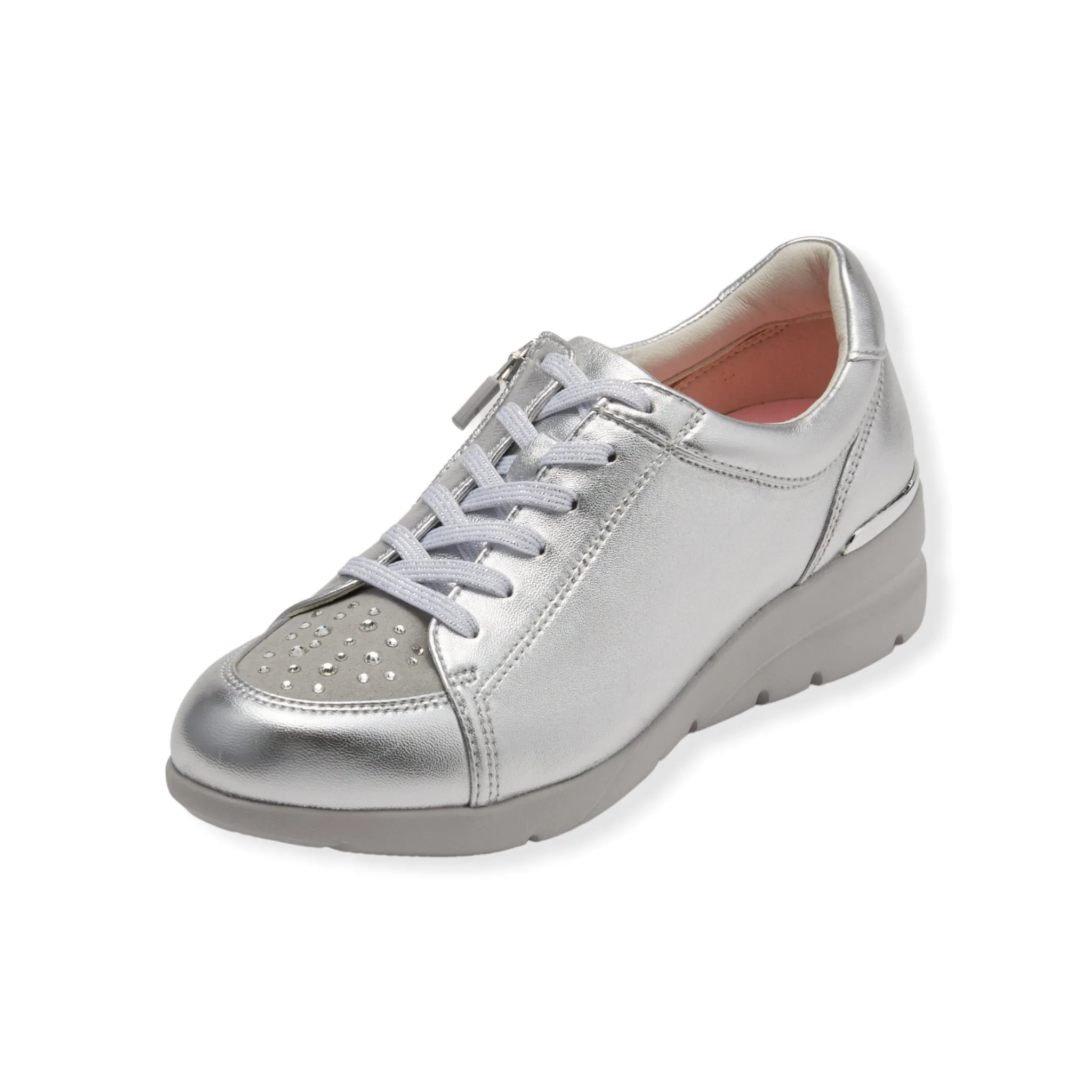 Sheepskin Raised heel sneakers with Swarovski crystal #FJ032