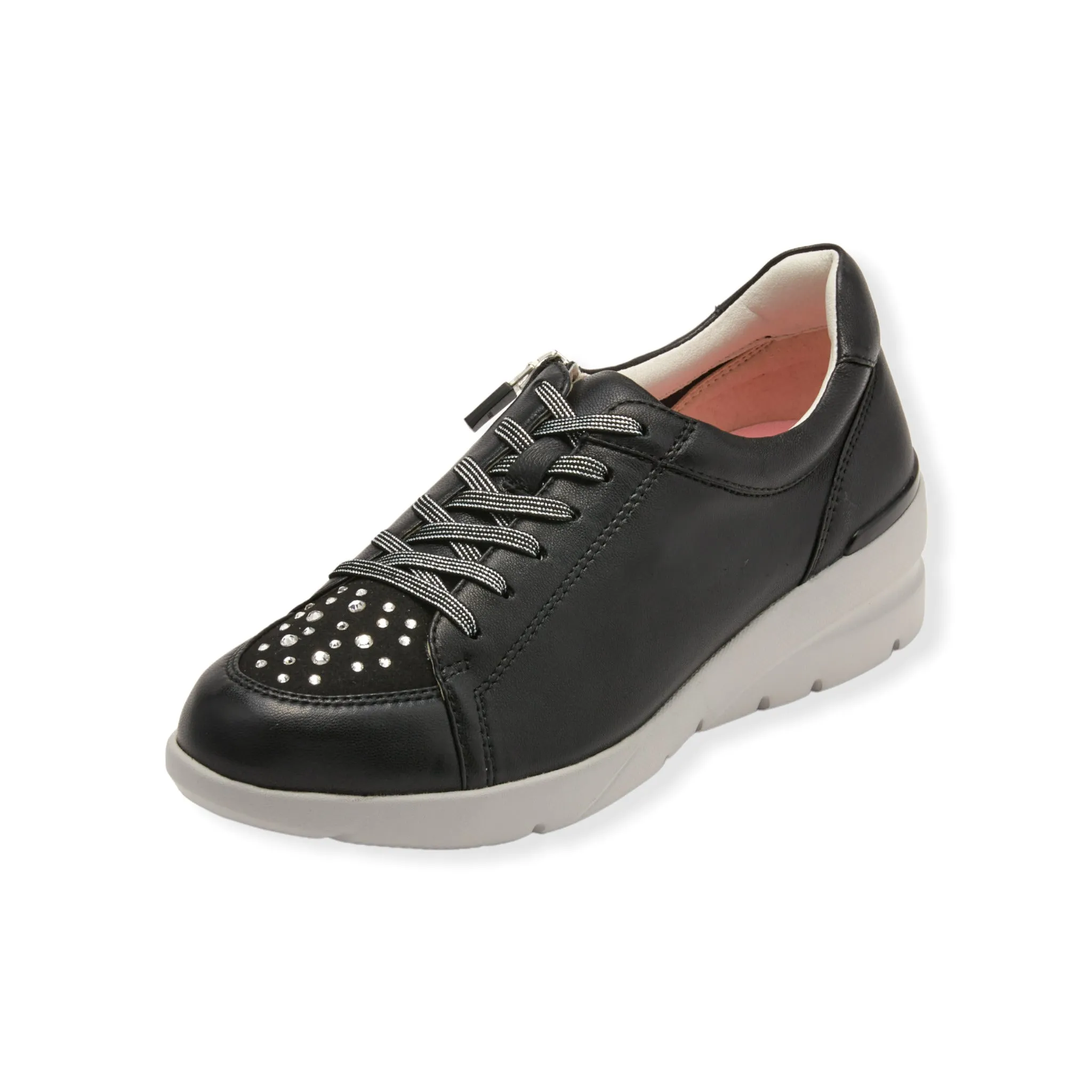 Sheepskin Raised heel sneakers with Swarovski crystal #FJ032