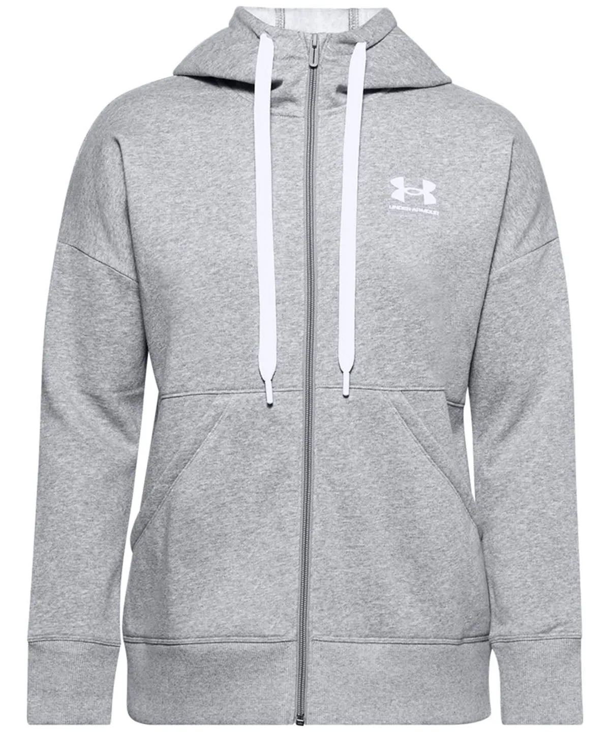 Steel Medium Heather/White - Women’s Rival fleece full-zip hoodie