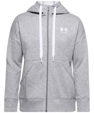 Steel Medium Heather/White - Women’s Rival fleece full-zip hoodie