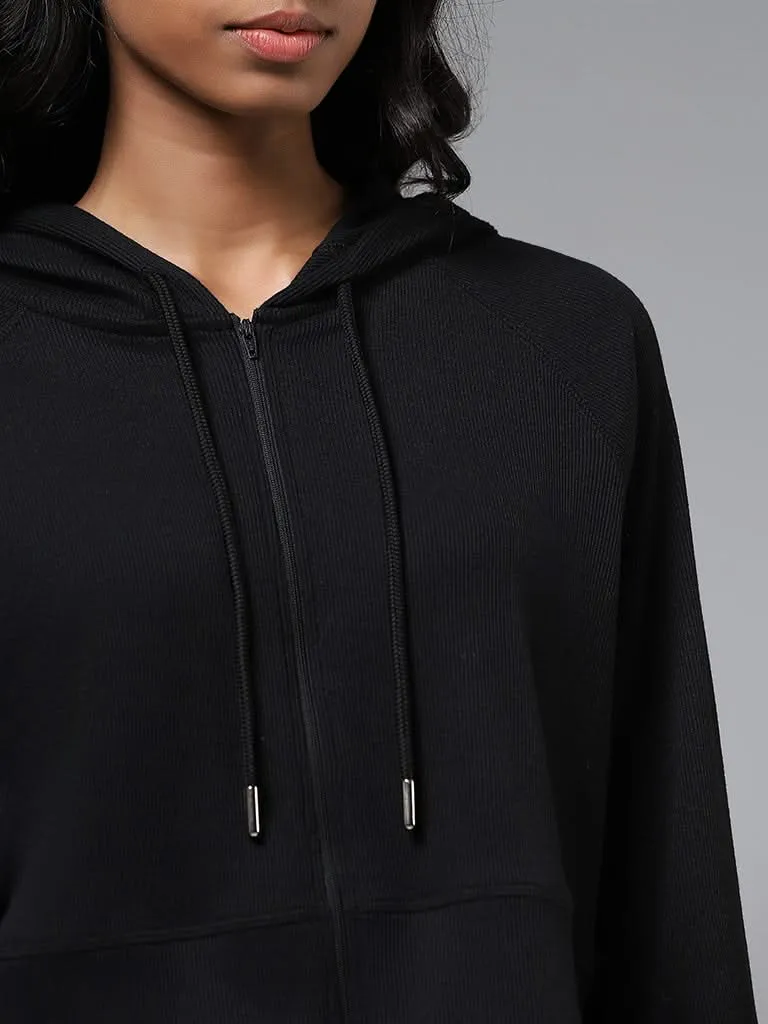 Superstar Solid Black Zipper Hoodie Jacket